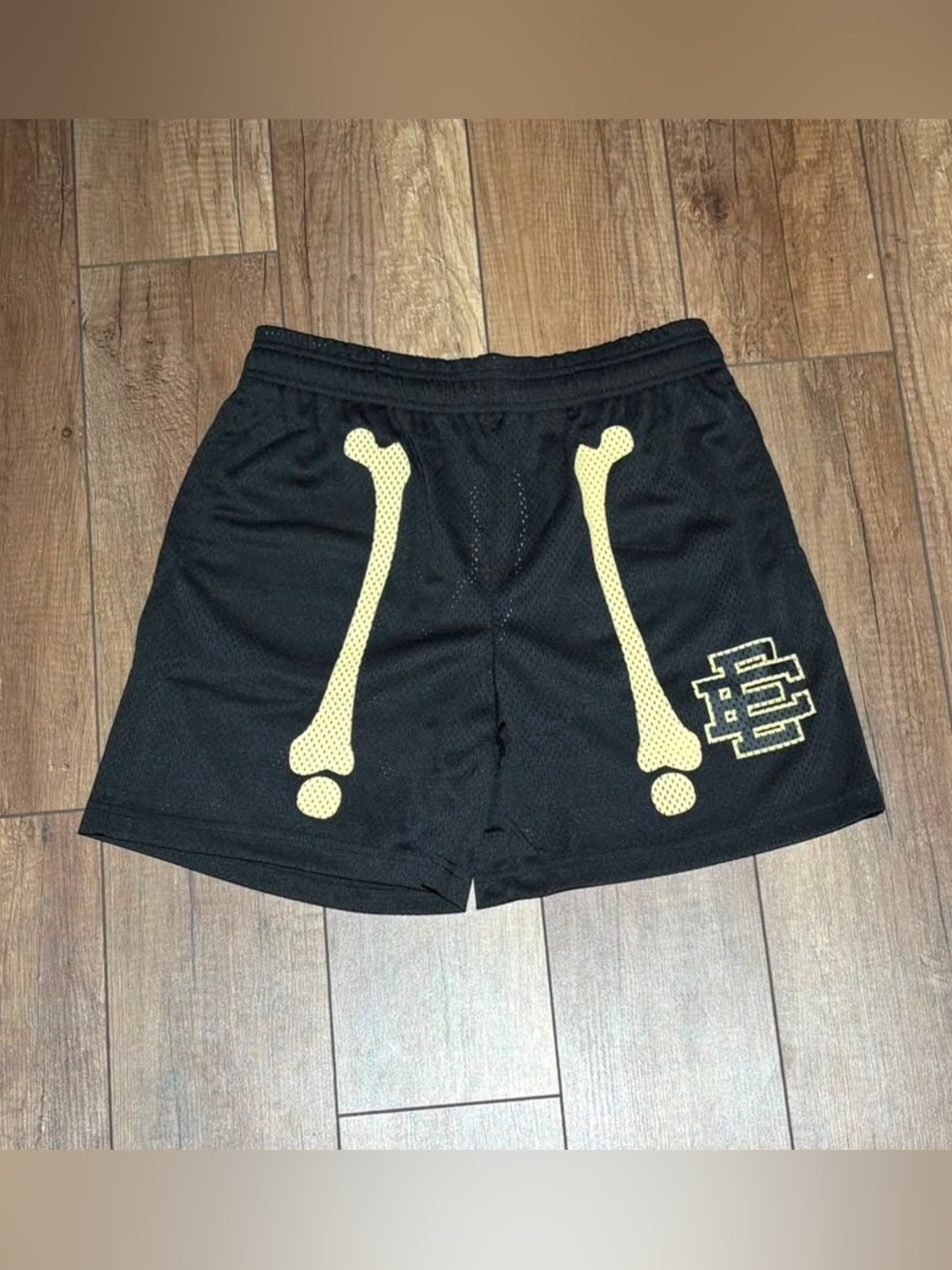 Eric Emanuel EE Mens Black Bones Athletic Mesh Shorts Brand New